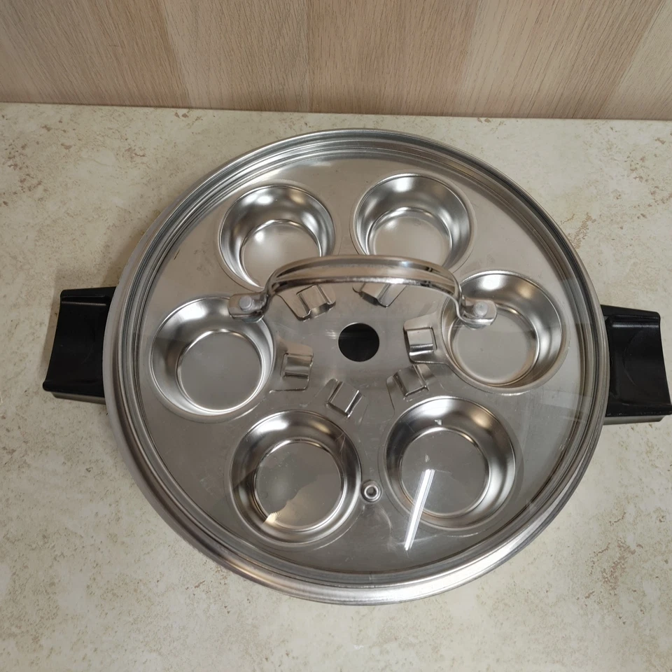 Stainless Steel Egg Poacher 6-Cup Stovetop Glass Lid - Image 2 of 4