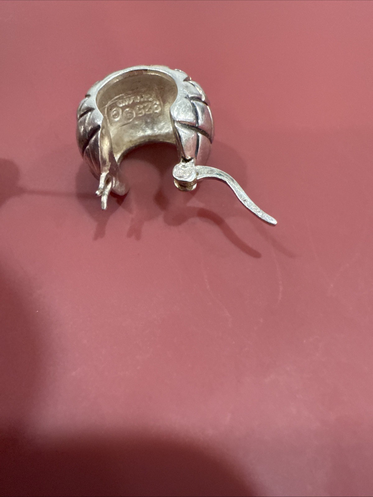 Vintage 925 Pineapple Silver Solid Half-Hoop Earr… - image 6