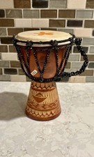 Vintage Hawaii Souvenir Hand Carved Wooden Djembe Bongo Drum Made in Indonesia