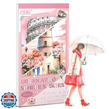 Snycler Pink City Series Sticker Book - 20 Sheets Vintage PET Stickers for Sc
