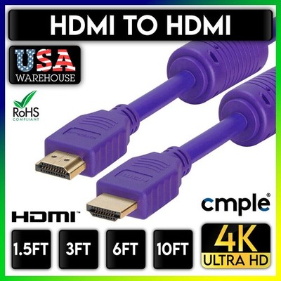 Purple HDMI Cable HDMI Cord HDTV ARC 4K 3D Ethernet 18Gbps Nintendo Switch PS5