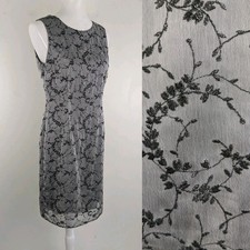 90s Y2K Sleeveless Cocktail Dress 6 Shimmer Gray Black Sheath Fairy Whimsigoth