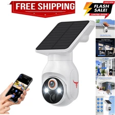 1080p WiFi Security Camera with Solar Panel, Battery Powered, Pan Tilt, AI Mo...