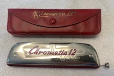M Hohner Chrometta 12 Key Of C Harmonica & Case Made In Germany