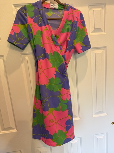 Vtg 60s 70s Psychedelic Hostess Vogue Dress Handmade