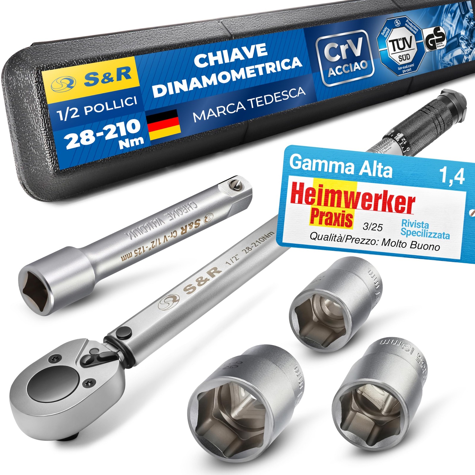 S&r Chiave Dinamometrica Auto 1/2. Set Chiave Dinamometrica Moto Professionale 2 - Immagine 1