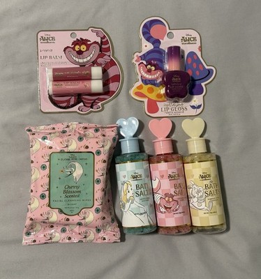 Alice In Wonderland Bath Salt Set + Lip Balm + Cherry Blossom Facial Wipes