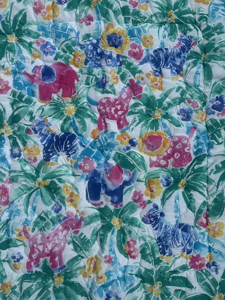 De Colección Años 90 Dundee Bebé Manta Cuna Dejar Edredón EE. UU. Selva Zoológico Safari Tropical Foto 3 de 4