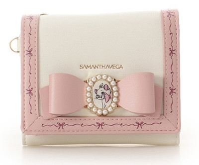 The Aristocats Marie Tri-Fold Wallet Purse White Pink Samantha Vega Japan New