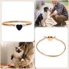 Rose Gold Heart Urn Bracelet For Cats Dogs Ashes Stainless Steel Waterproof