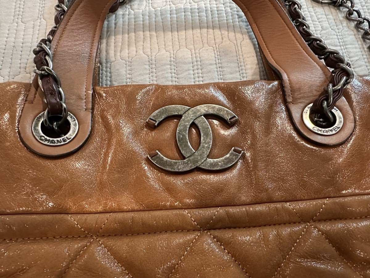 CHANEL In the Mix Brown Quilted Iridescent Calfskin Leather Tote