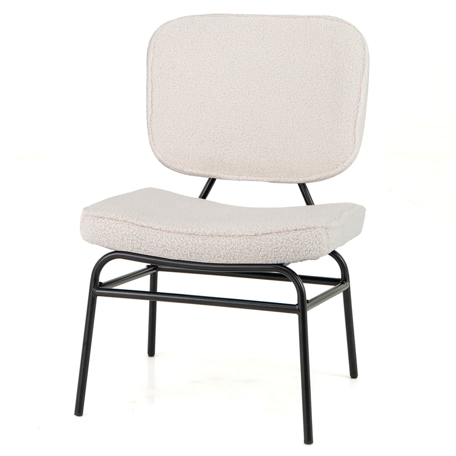 Upholstered Accent Chair with Sponge Padding Adjustable Foot Pads & Metal Frame
