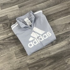 Adidas Boys Blue Track Jacket Size M 10/12 Full Zip Athletic 3 Stripe