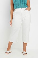Image of Yours Curve Women's Plus Size Wide Leg Cropped Denim Jeans