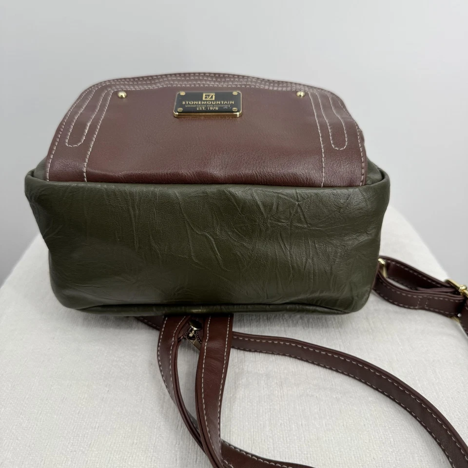 Stone Mountain Mini Backpack Womens Olive Brown Faux Leather 40th Anniversary - Image 4 of 4