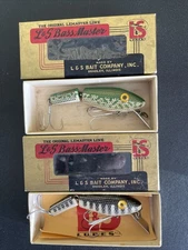 Vintage Lot of 2 L&S Bait Co. Bass Master Fishing Lures 3” w/ Boxes