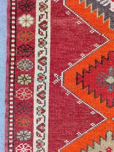 3x12 Antique rug Runner, Turkish runner 3x13 vintage, Heriz rug, Herki rug Red