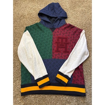 Tommy Hilfiger x Anthony Ramos Colorblock Monogram Hoodie Mens Size Medium