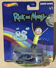 HOT WHEELS DIE-CAST RICK AND MORTY VOLKSWAGEN VW DRAG BUS WITH REAL RIDERS