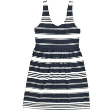 J.Crew Women's Medium Navy Blue Striped Sleeveless Knit Dress Cotton Rayon Blend