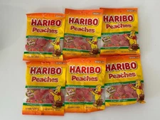 HARIBO Peaches 🍑 (6 pack) Gummi Candy 4 oz bags, Best before end: 12/2025