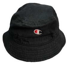 Champion Logo Bucket Hat Cap OSFA Black Embro...