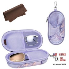 Double Glasses Case with Carabiner, Ultra-Soft Lining, Hard Shell Lilac Marble