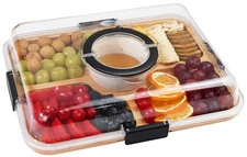 Charcuterie Board with Clear Lid, Travel Portable Cheese Board Charcuterie Bo...