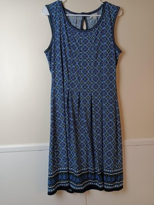 Max Studio Dress Womens XL Blue Geometric Fit & Flare Jersey Knee Length