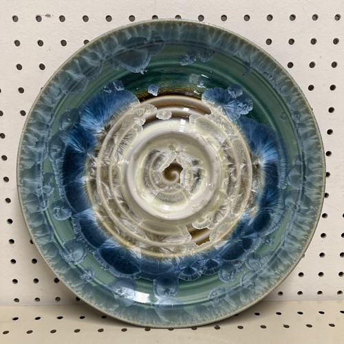 Bill Campbell Art Pottery Flambeaux Crystalline Glaze 13" Bread Oil Dip Platter