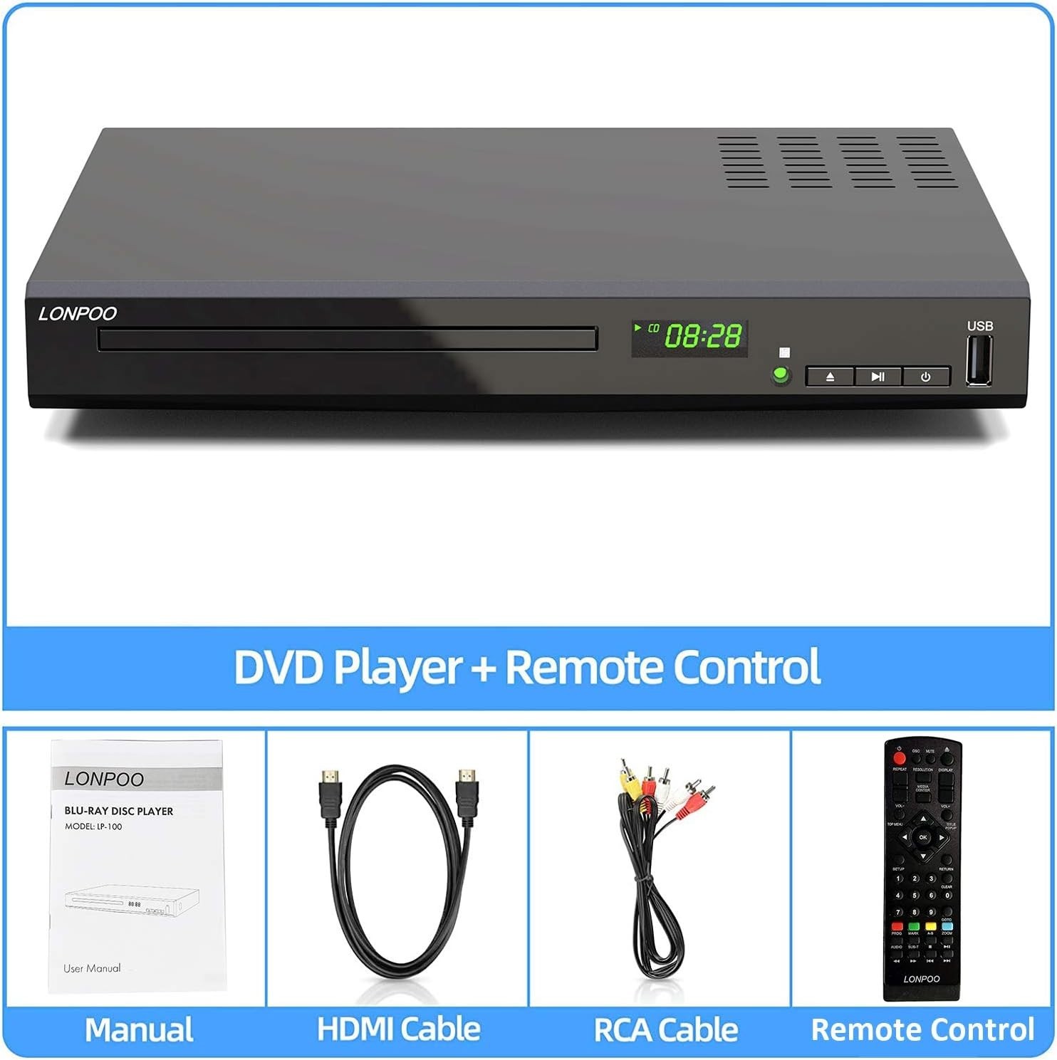Sleek Blu-Ray Disc Player with Dolby Sound and HDMI, Ready for Cinema Experience
