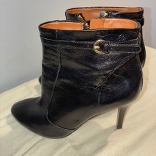 Nine West NWMainstay Womens 6.5M Black Leather Ankle Boot Side Zip Stiletto Heel