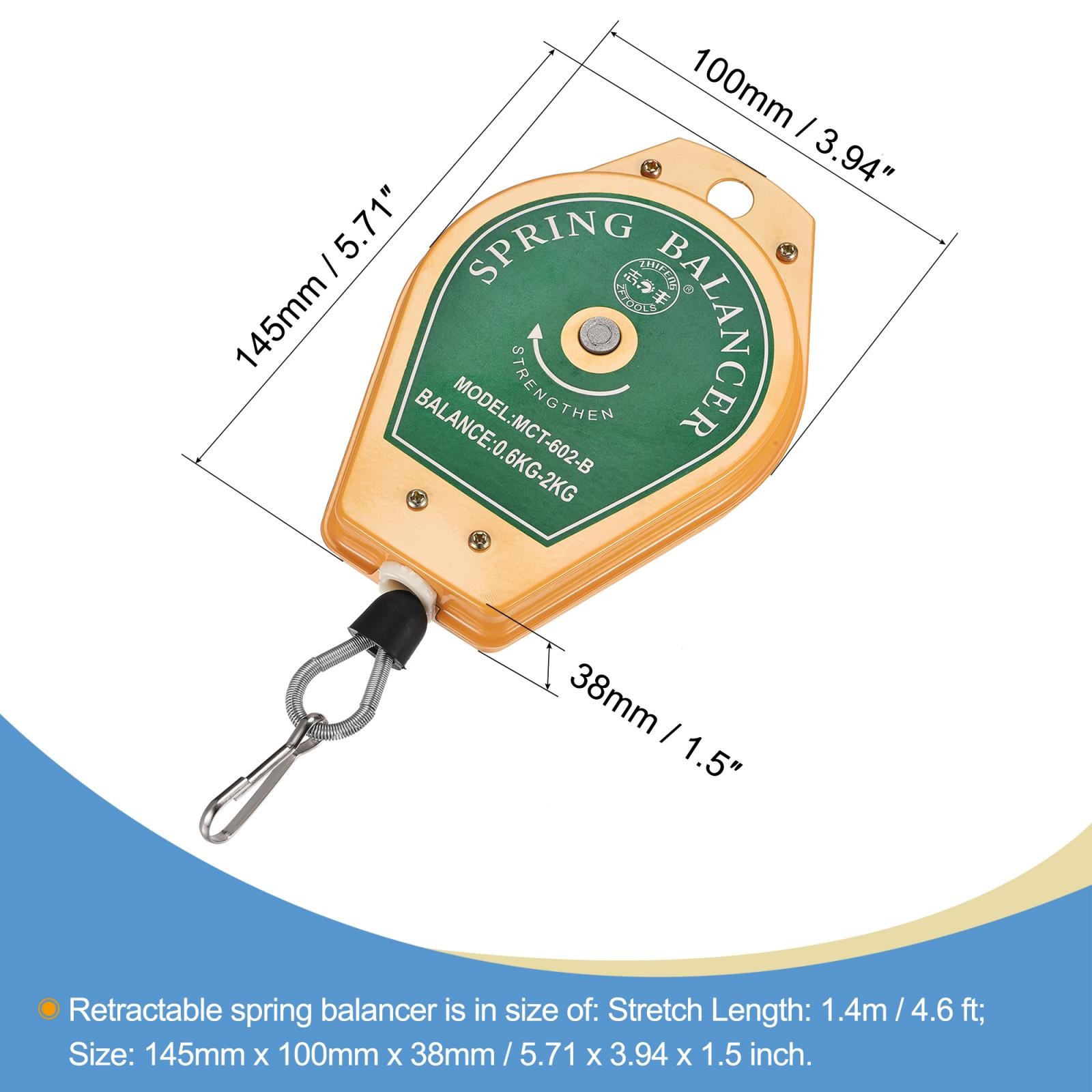 Retractable Spring Balancer 1.3-4.4lbs Tool Holder 3 Meter Stretch Length thumbnail 2