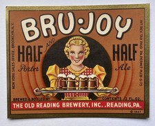  Vintage Beer Bottle Label BRU JOY PORTER ALE OLD READING BREWERY PA 1937