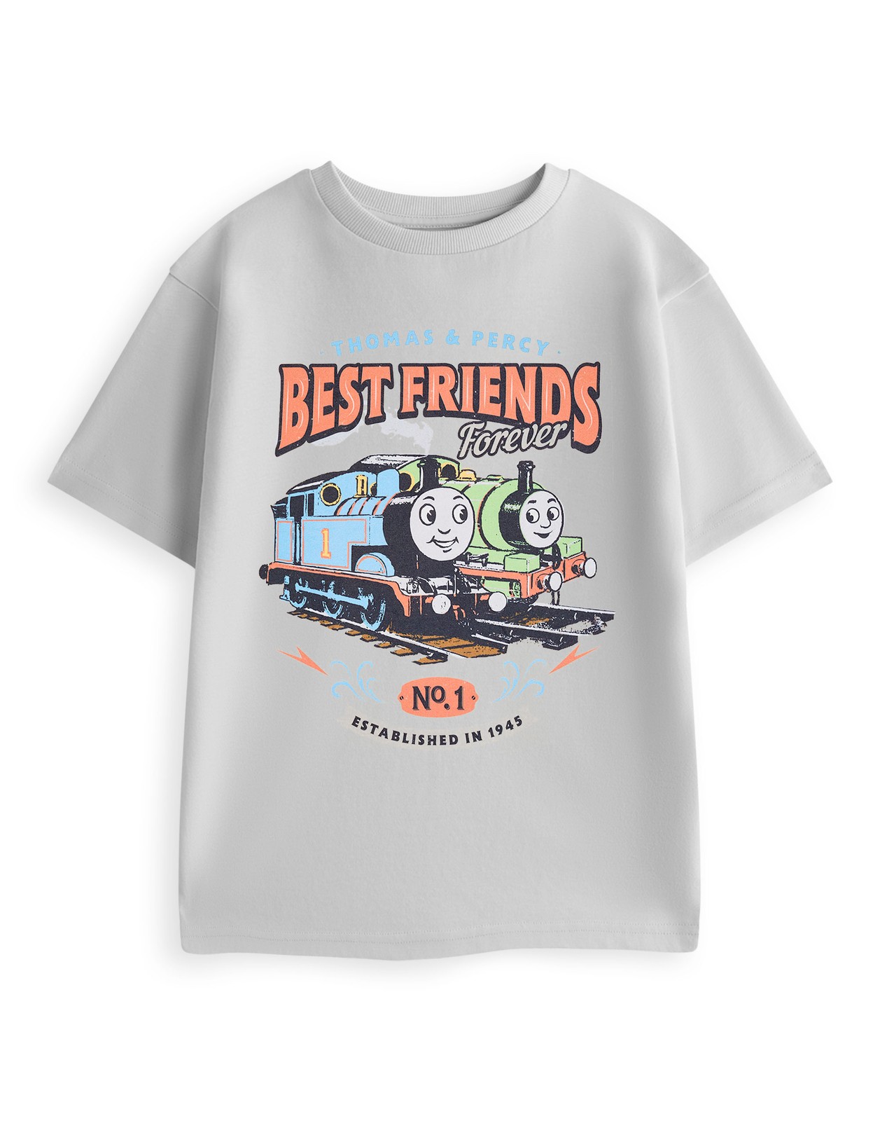 Thomas and Friends Short Sleeved T-Shirt | Boys Light Grey | Official Merch