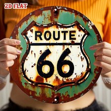 Retro Tin Wall Decor Route 66 Vintage Rusty Metal Sign for Garage Bar Man Cave