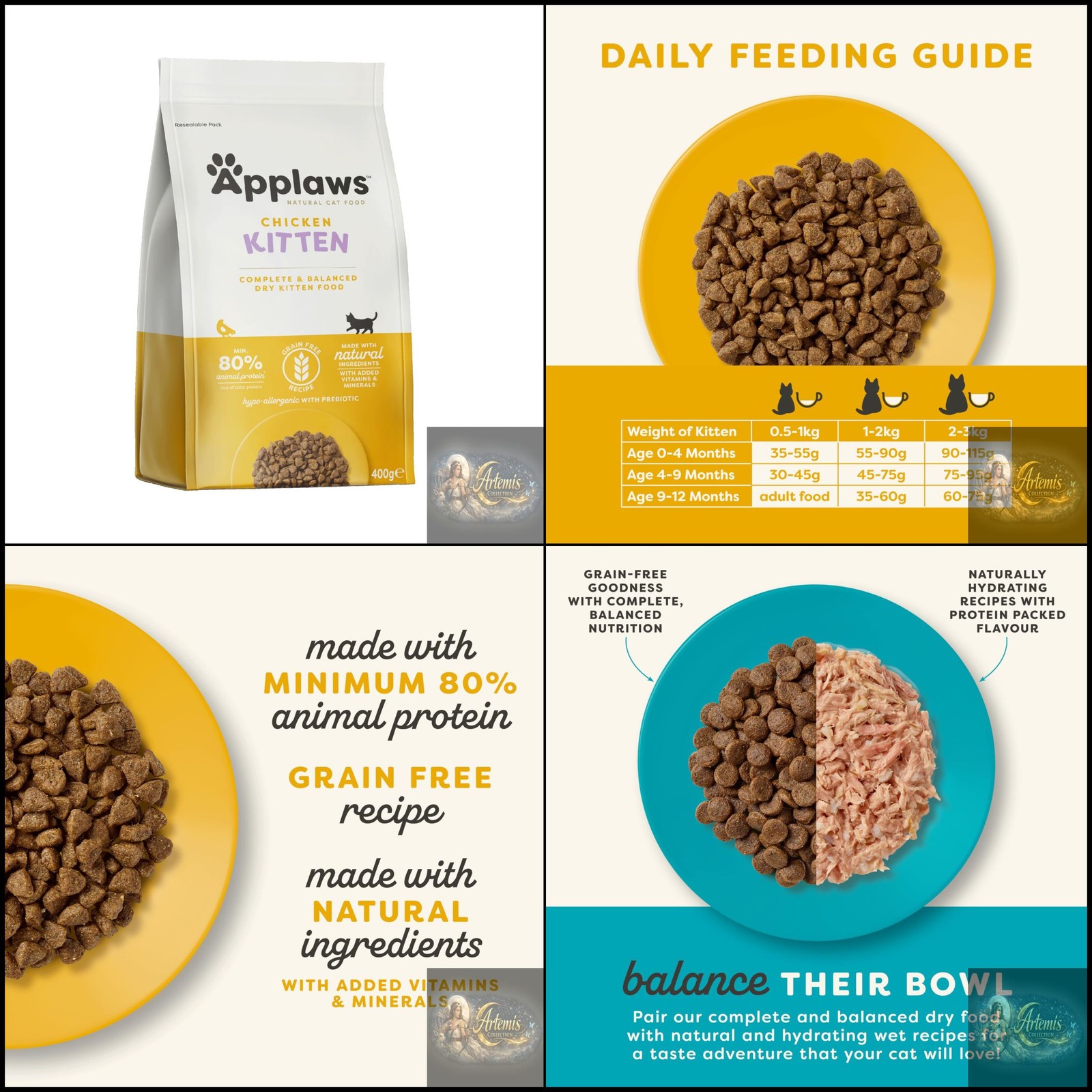 Applaws Complete Natural and Grain Free Dry Kitten Food, Chicken, 400g Pack of 1 - Image 2