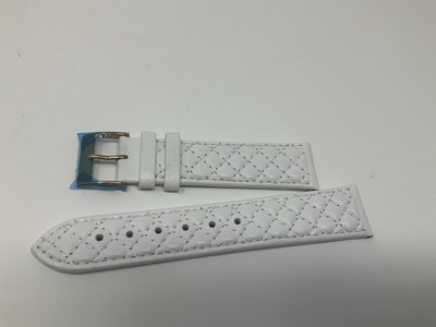 Kenneth Jay Lane Watch-Quilted Leather White band strap 20mm