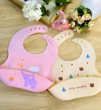 Bavaglini in silicone per neonati Set di 2 Bavette regolabili in Silicone no BPA