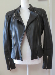 2ND DAY DOUBLE ZIP SOFT LEATHER JACKET, SZ 34