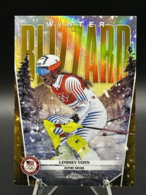 Lindsey Vonn 2026 Topps Chrome Olympics Blizzard WB-5 Gold /50 SSP Get Well Soon