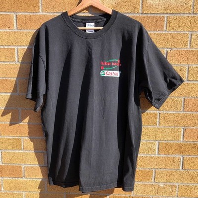 Vintage Castrol lube tech men s black graphic tee Vtg t-shirt garage performance