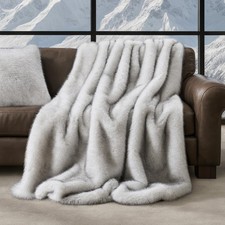 EVERGRACEHOME Luxury Faux Fur Throw Blanket, Soft Fluffy Faux Mink Blankets f...