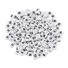 300 x Round Letter Beads Letter N Acrylic Alphabet Beads, Black