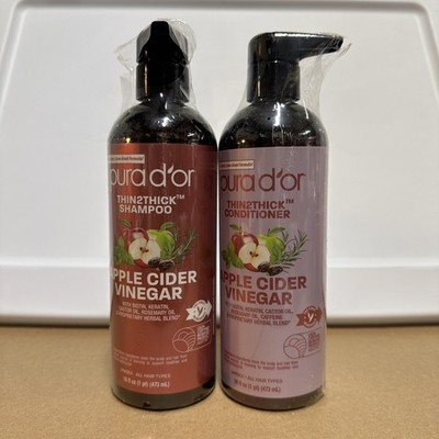 PURA D'OR Dor Apple Cider Vinegar Thin2Thick Shampoo & Conditioner ACV Set, 16oz