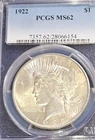 1922 peace dollar MS62 #a14