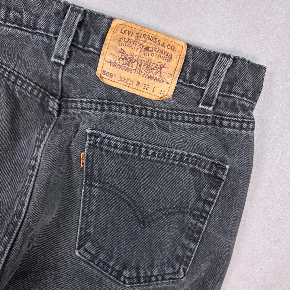 Vintage Levis Jeans Mens 30x32 Black 90s Orange Tab Made USA Pant 505 (Tag32x32) - Image 3 of 4
