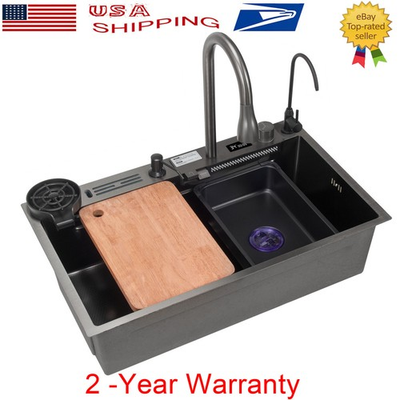 #ad #ad Digital Display Stainless Steel Waterfall Drop In Kitchen Sink with Cup Washer $148.95
