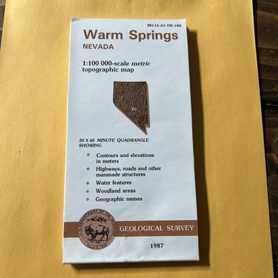 USGS Topographical map, Warm Springs, Nevada. 1:100,000 Metric Scale, 1998, New