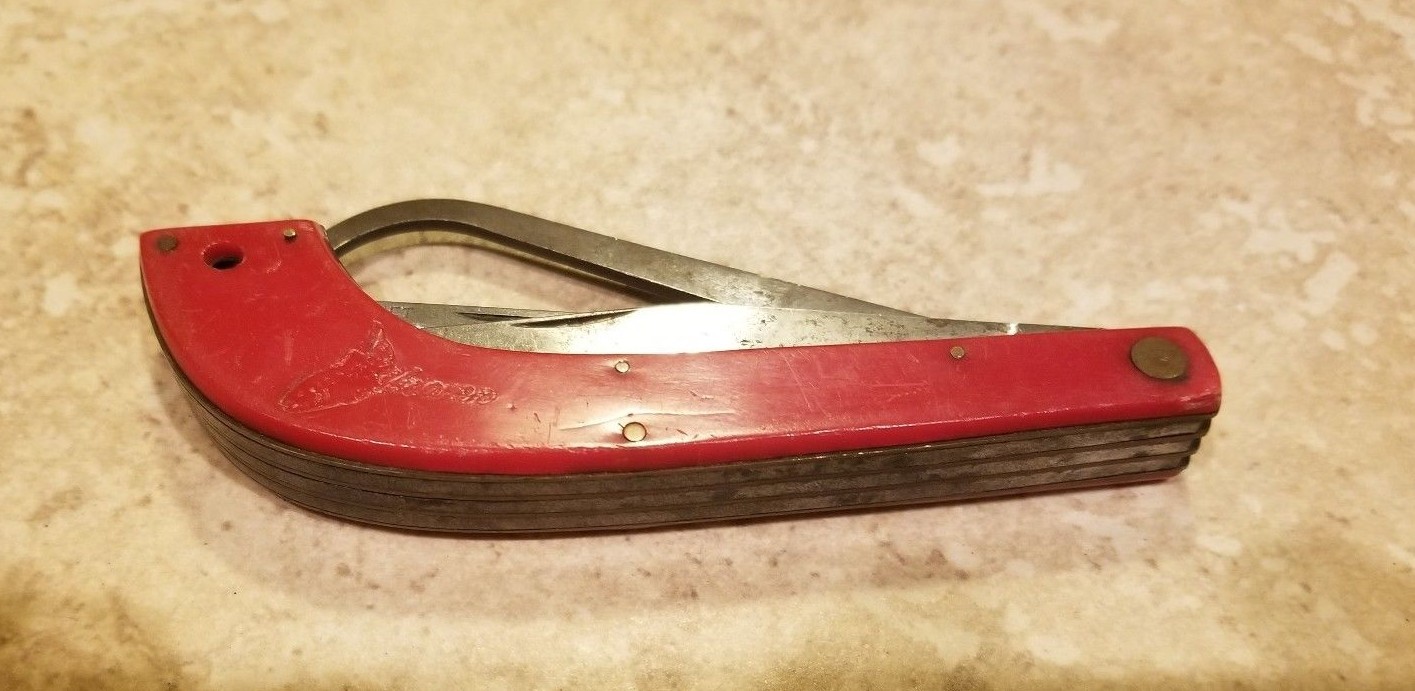 1930-50 RED BAKELITE FISHING KNIFE B. SVOBODA SOLINGEN CUTLERY GERMANY FISHSAVER 1930-50 RED BAKELITE FISHING KNIFE B. SVOBODA SOLINGEN CUTLERY GERMANY FISHSAVER
